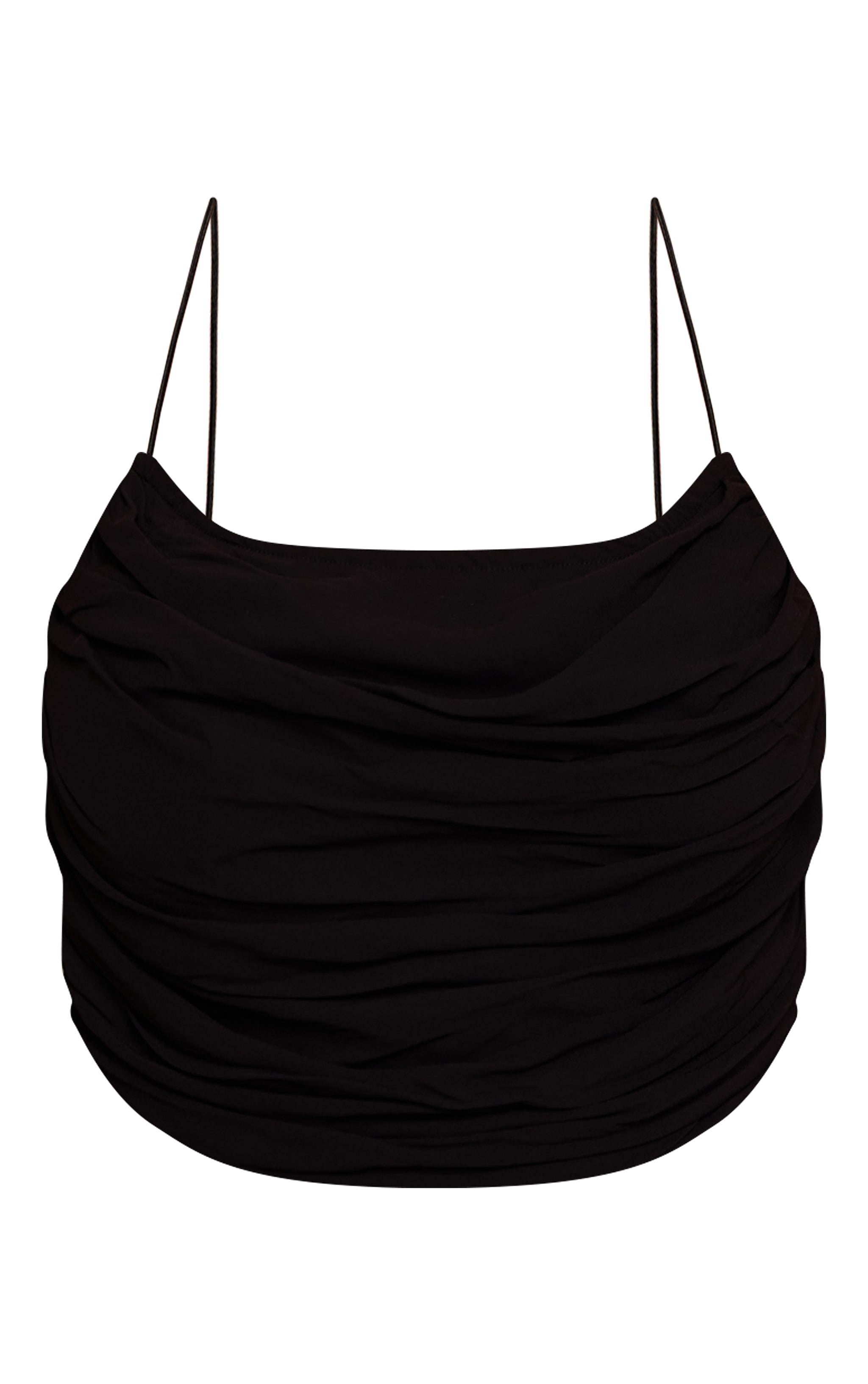 Plus Black Chiffon Ruched Side Strappy Top image 5
