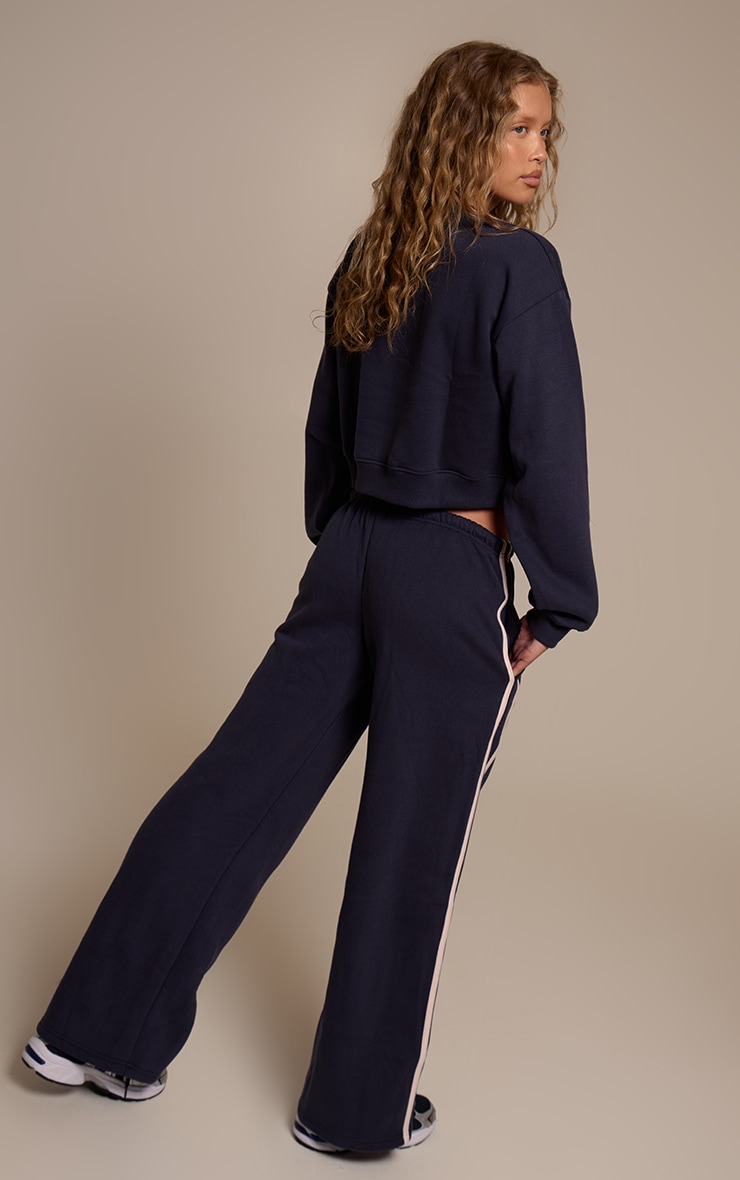 Navy Sports Club Wide Leg Sweatpants image 3