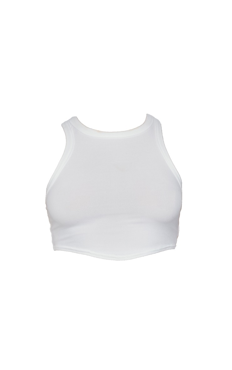 White Soft Touch Racer Crop Top image 5