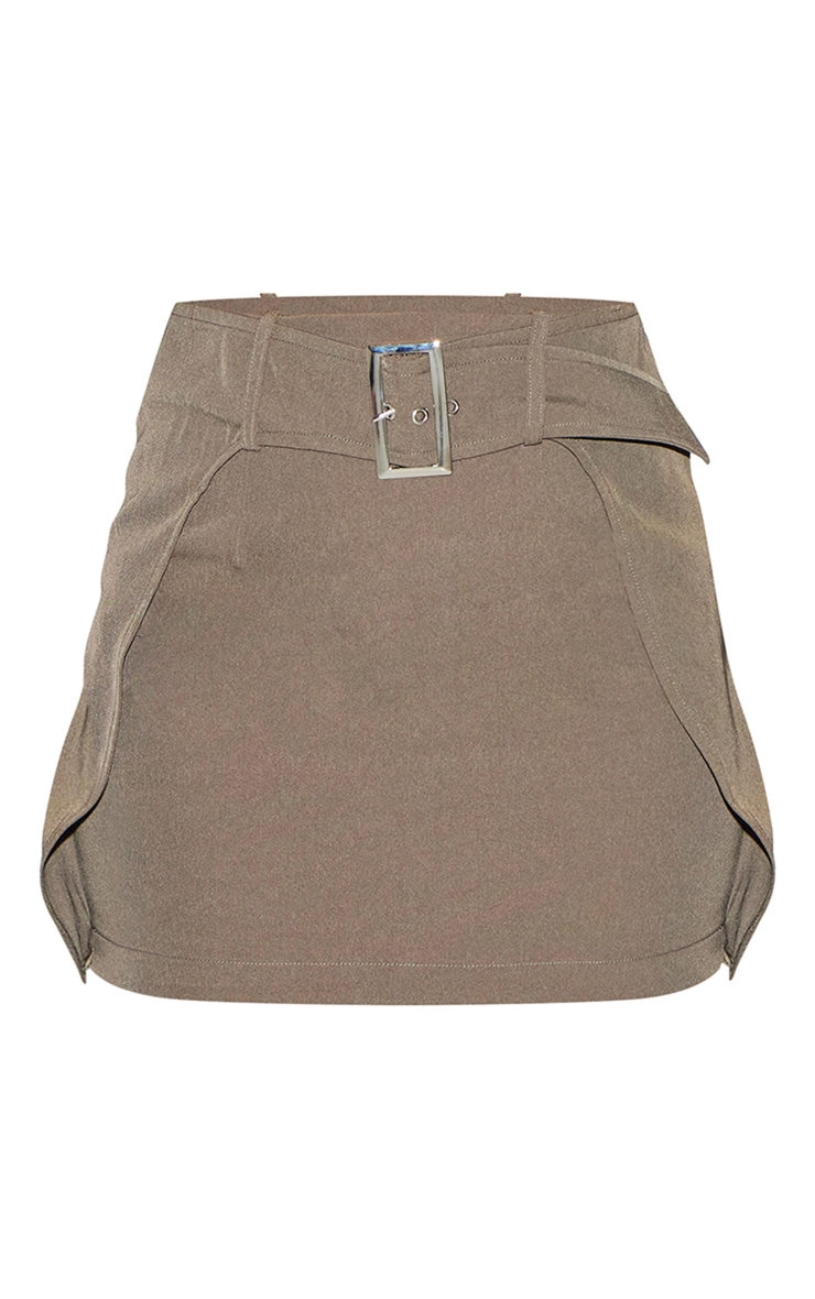 Petite Khaki Buckle Mini Skirt image 6