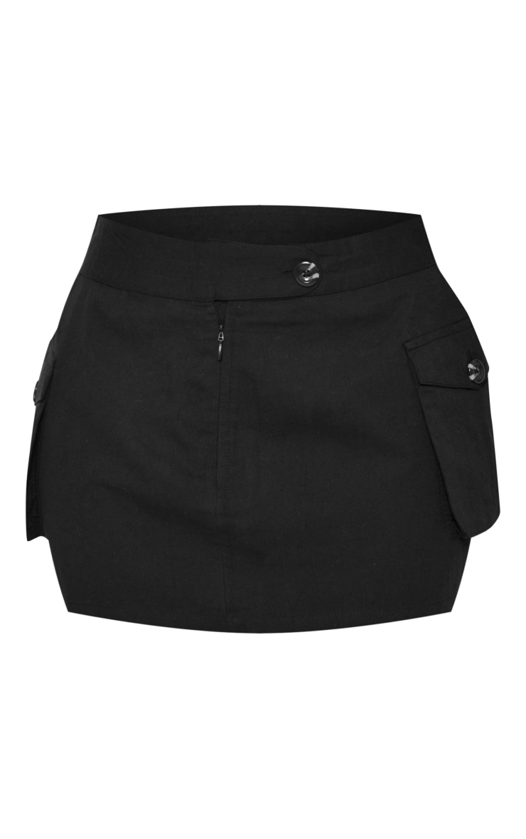 Petite Black Linen Low Rise Micro Mini Cargo Skirt PrettyLittleThing AUS