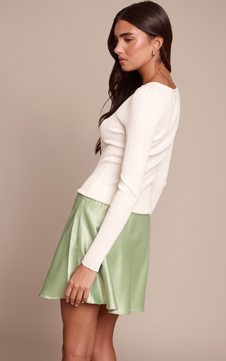 Sage Satin Floaty Mini Skirt image 3