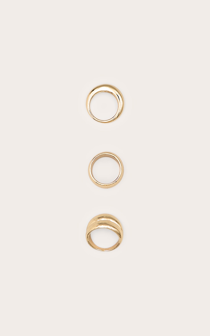Gold Simple Chunky Ring Set image 2