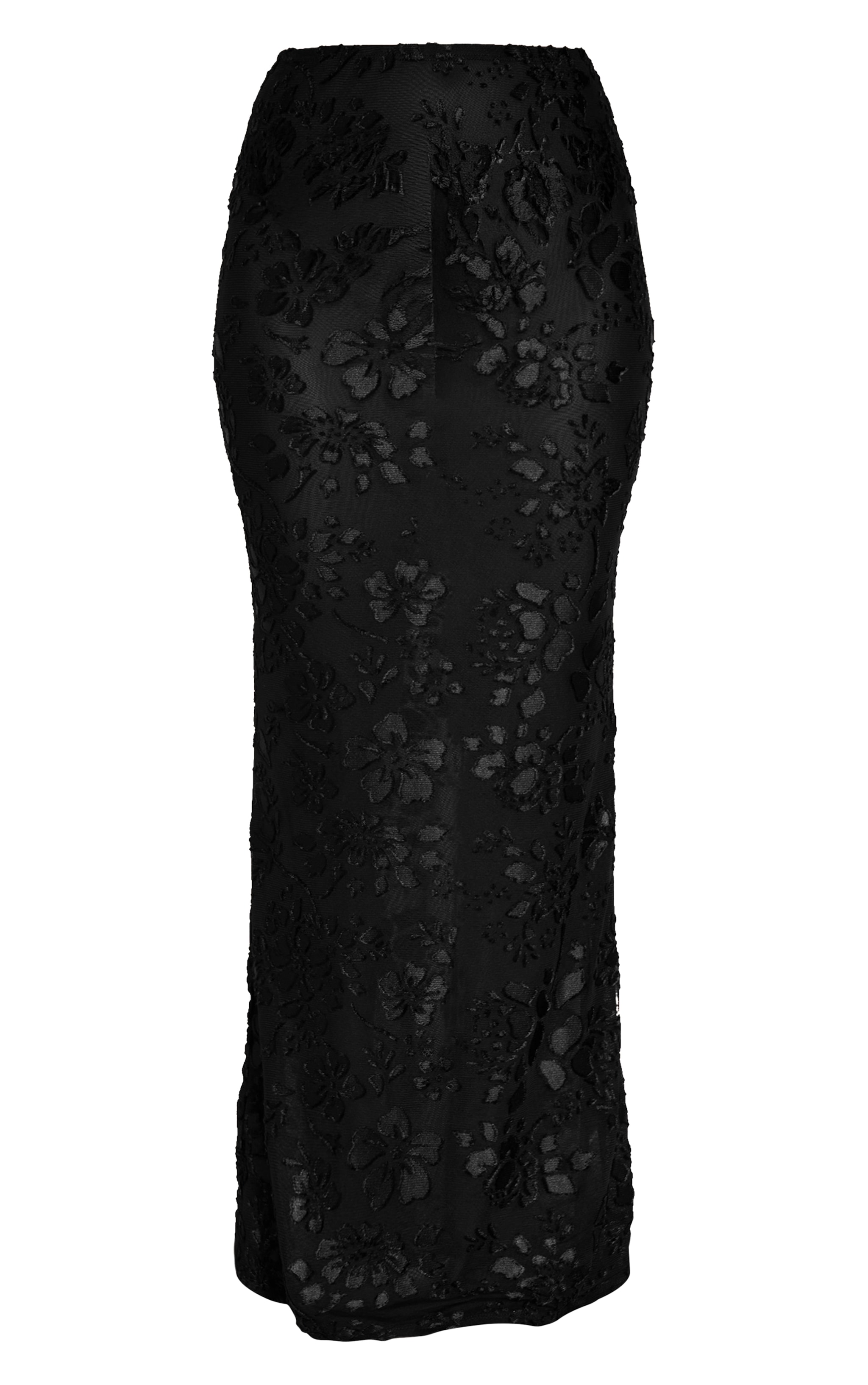 Black Floral Sheer Maxi Skirt image 5