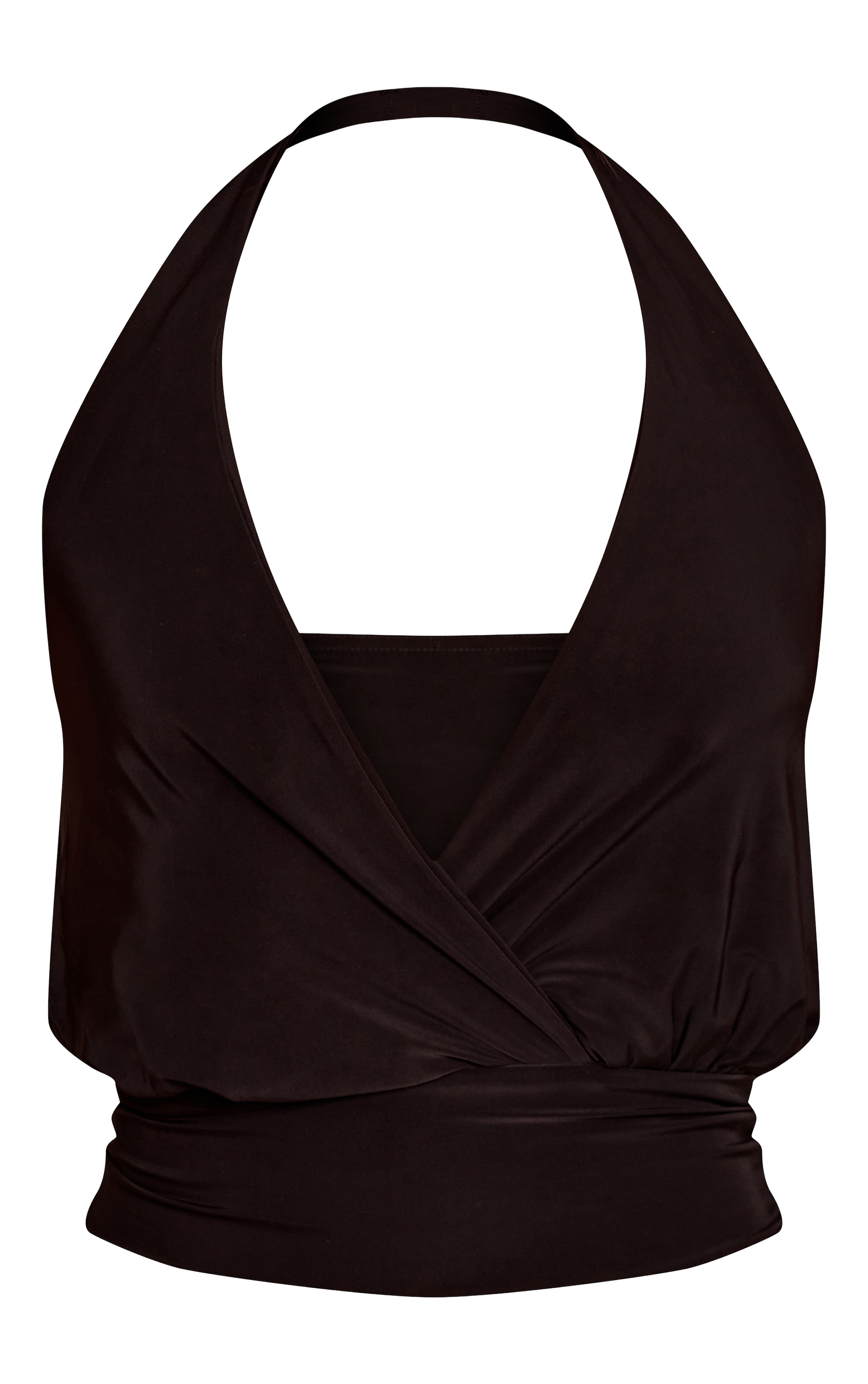Black Slinky Plunge Halterneck Top image 5