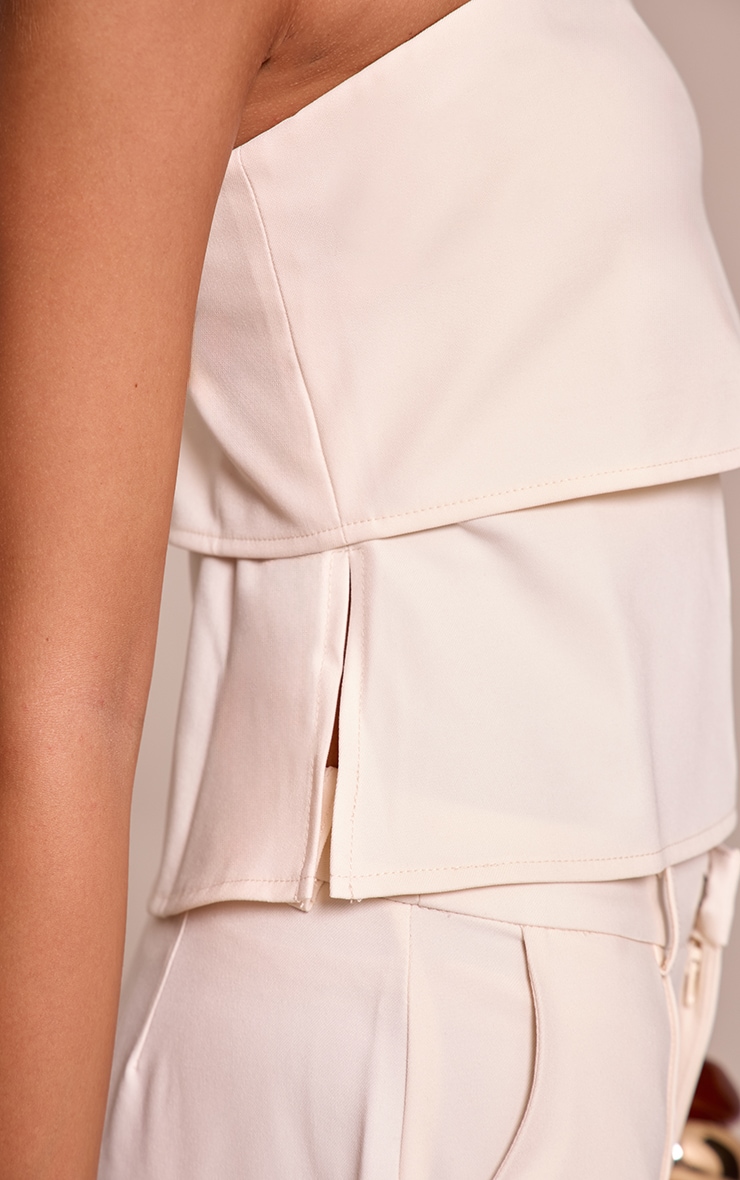 Cream Fold Over Tailored Bandeau Top image 4