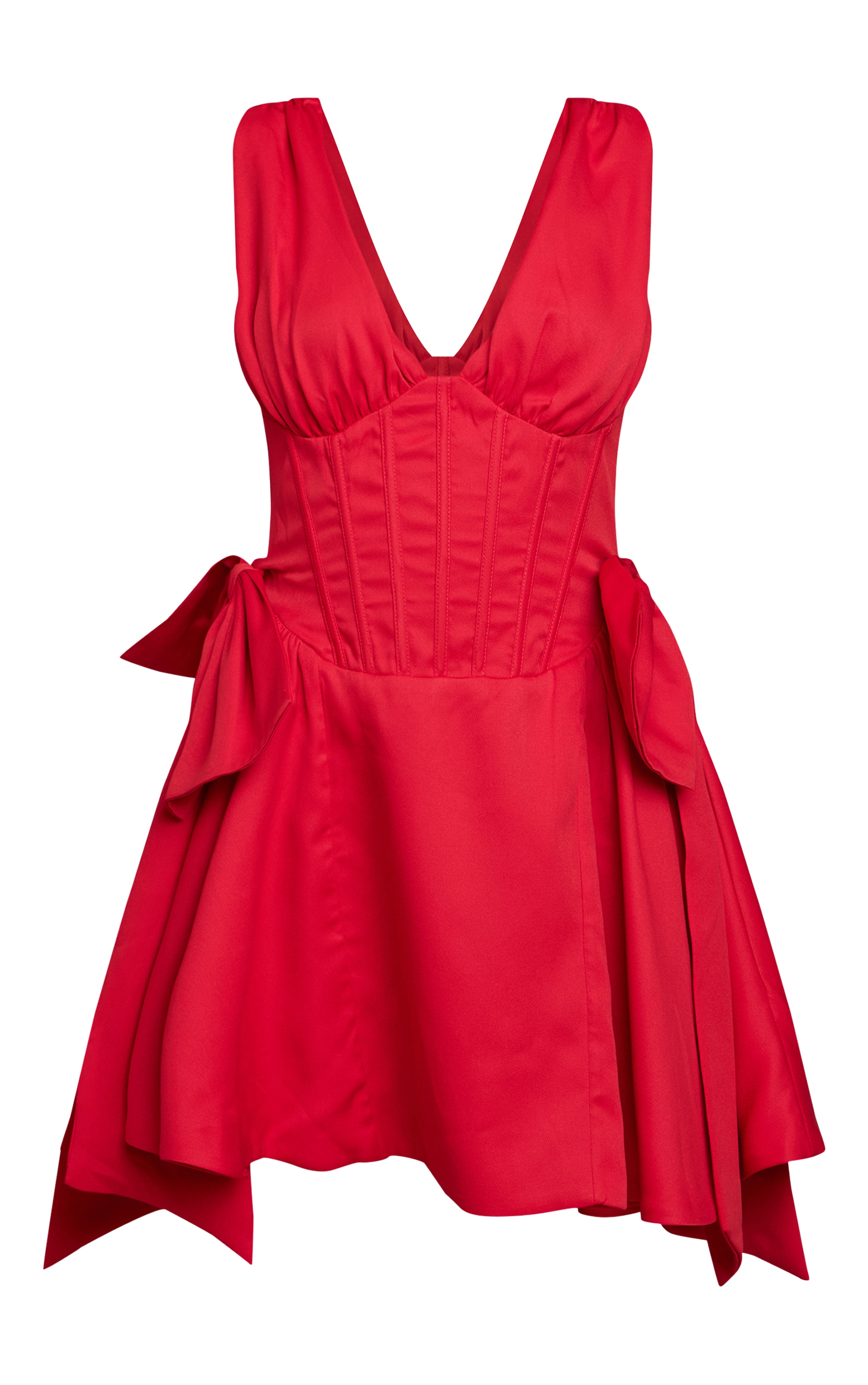 Red Bow Detail Woven Shift Dress image 5