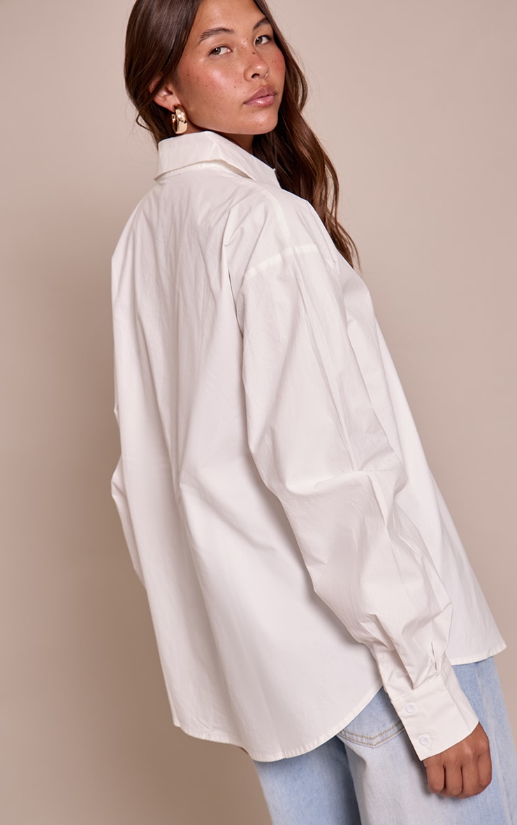 White Cotton Multi Button Cinched Shirt image 2