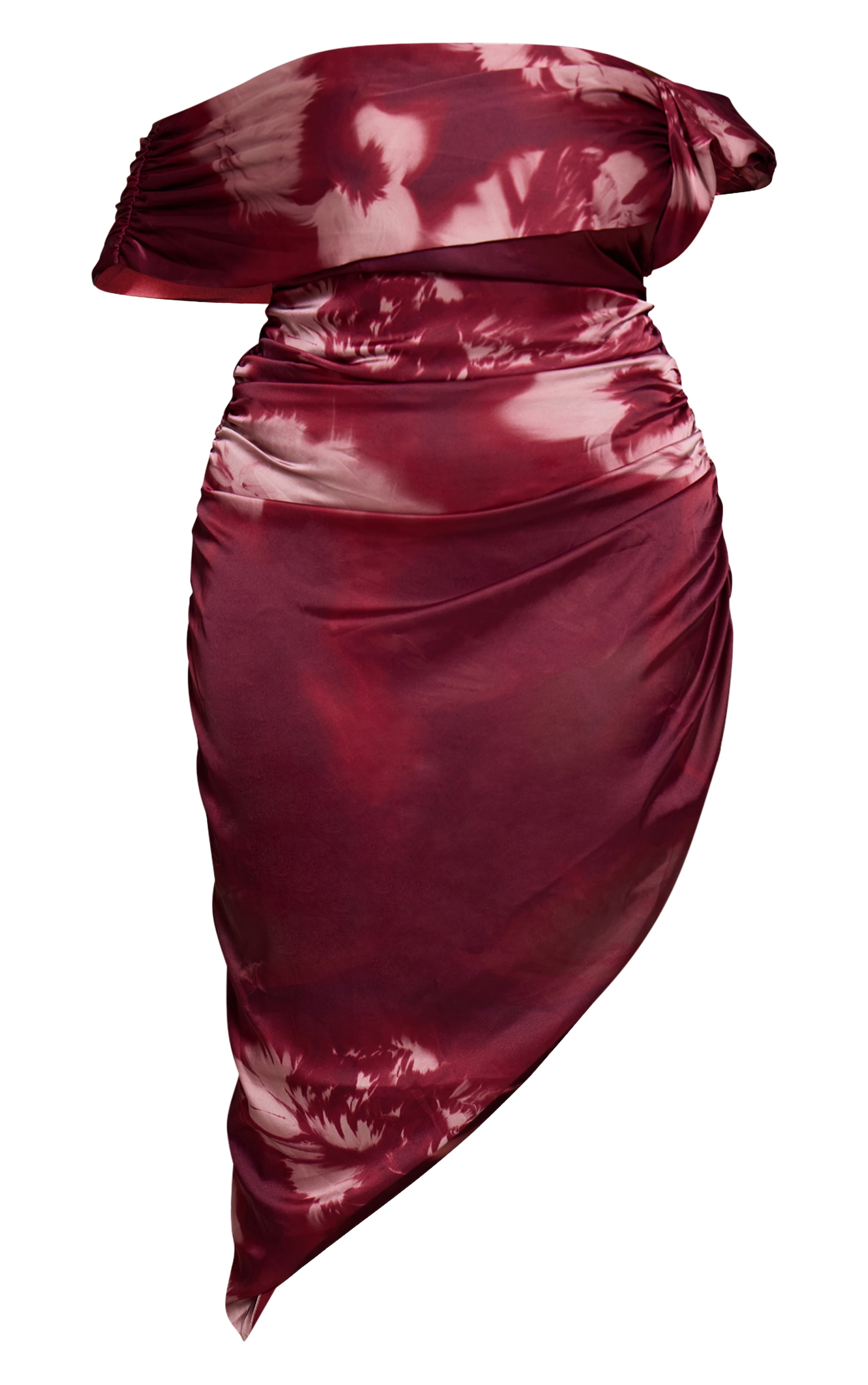 Plus Robe prune fleurie à col bardot et ourlet asymétrique image 5