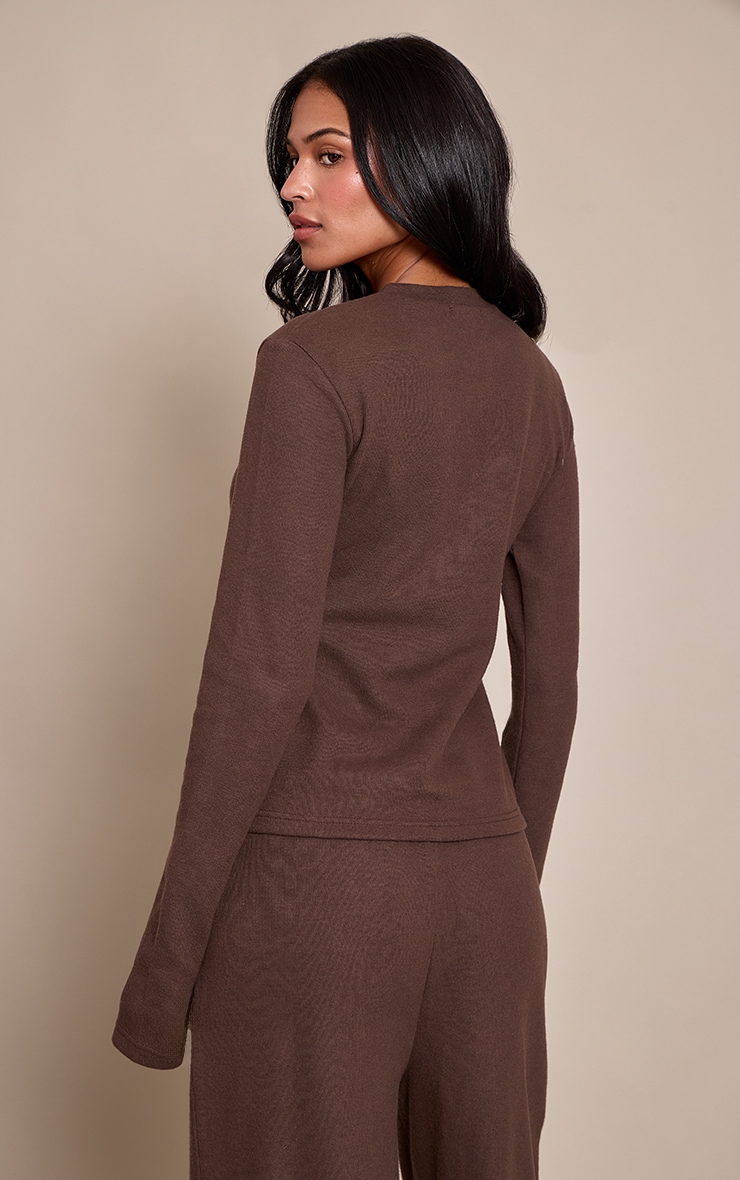 Tall Chocolate Soft Touch Button Down Top image 2