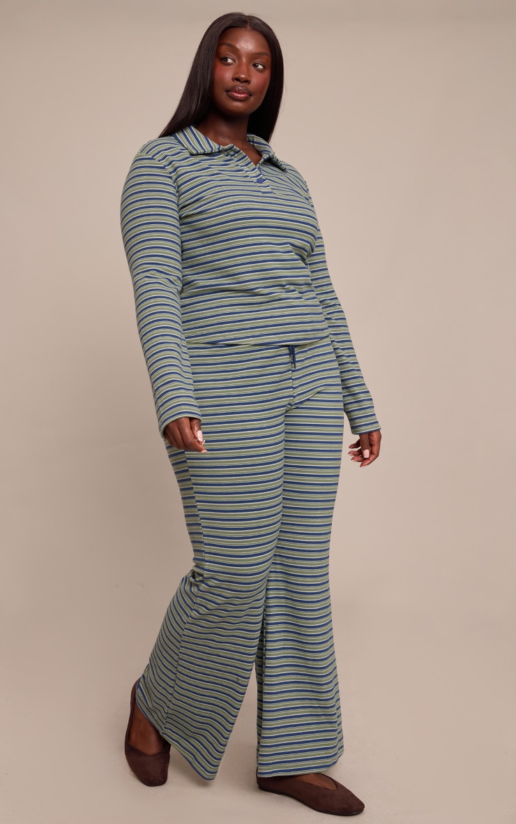 Plus Pinstripe Green Skinny Flare Pants image 2