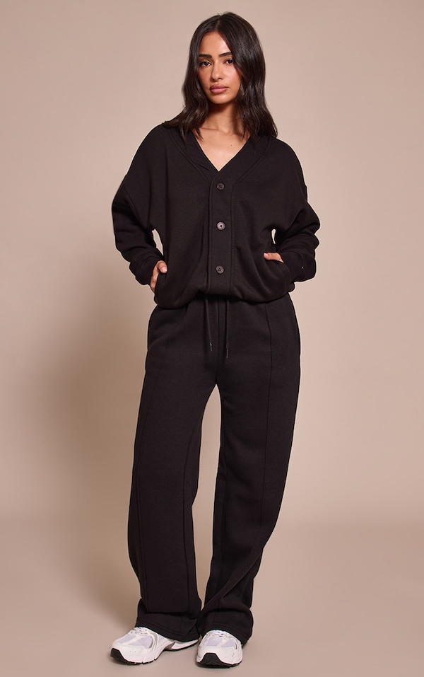 Petite Jogging droit noir à coutures surjetées