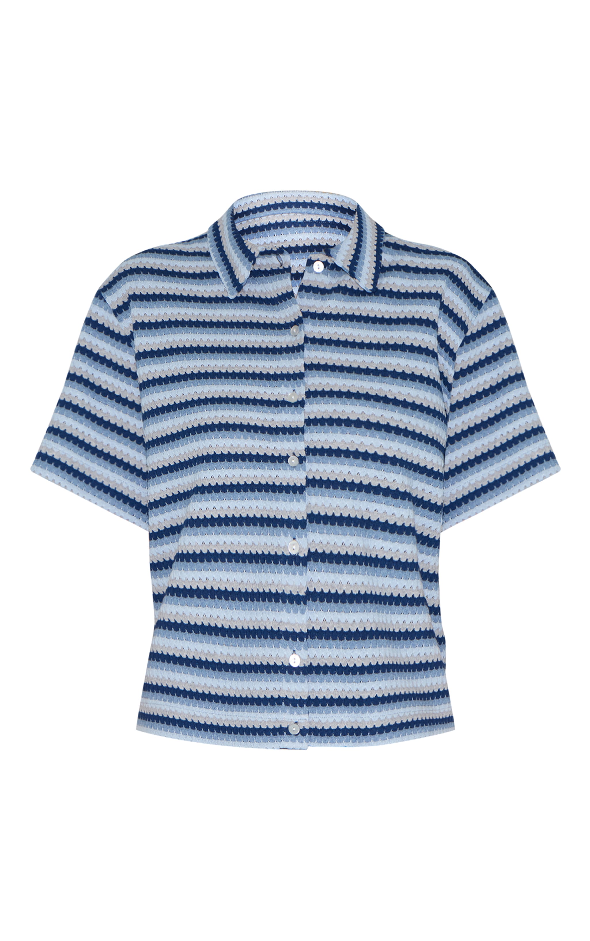 Blue Textured Stripe Shirt image 5