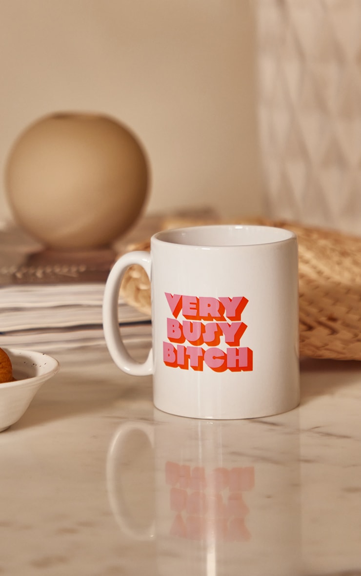 Mug blanc à slogan Very Busy Bitch image 2