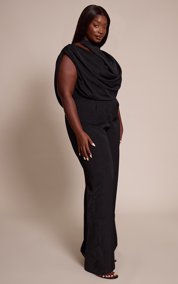 Plus Combinaison tissée deluxe noire à col asymétrique et dos bénitier image 3