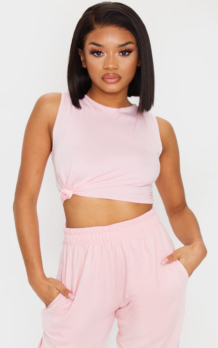 Petite Pink Knot Front Cropped Vest