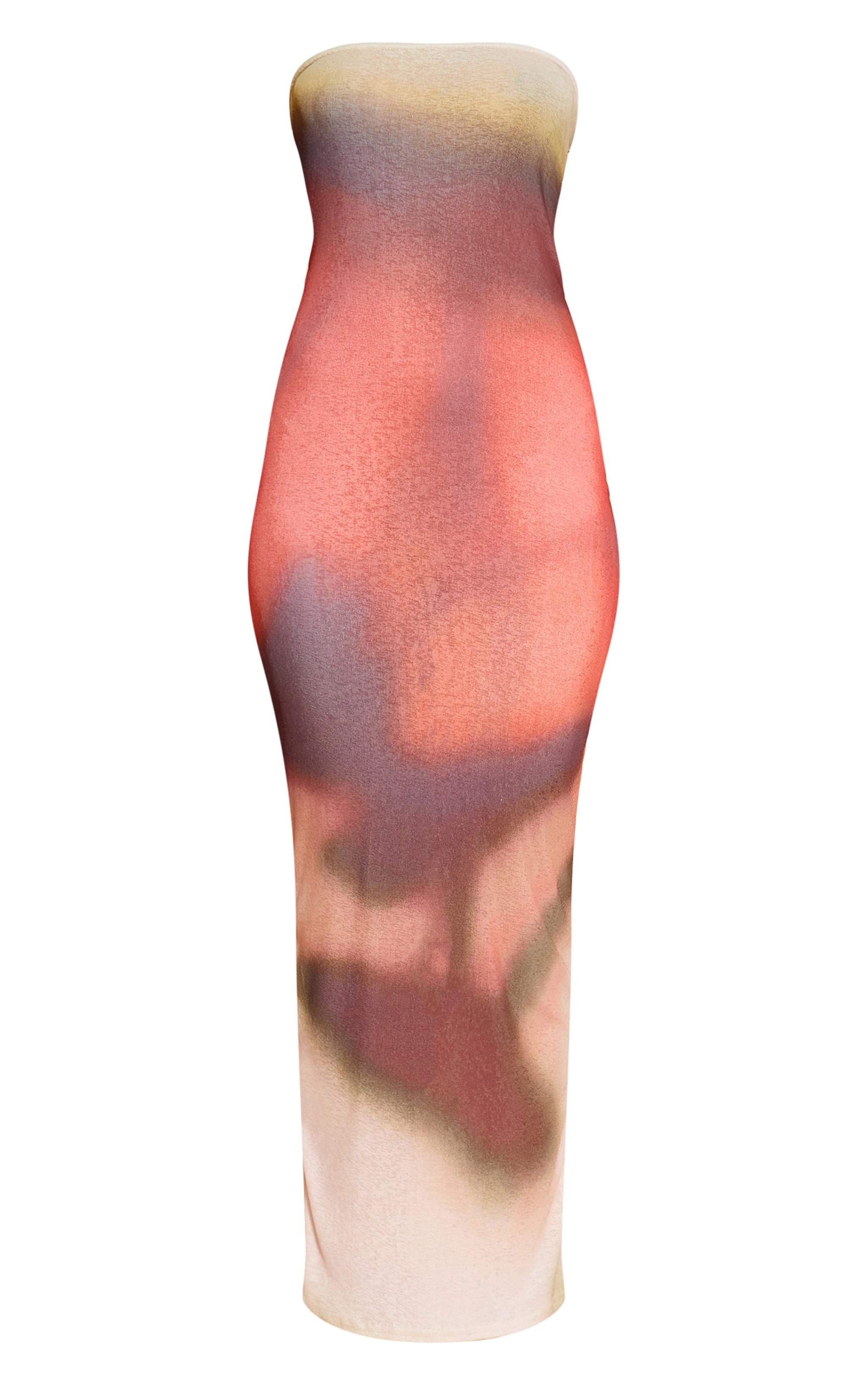 Green Onion Skin Bandeau Abstract Print Maxi Dress image 5