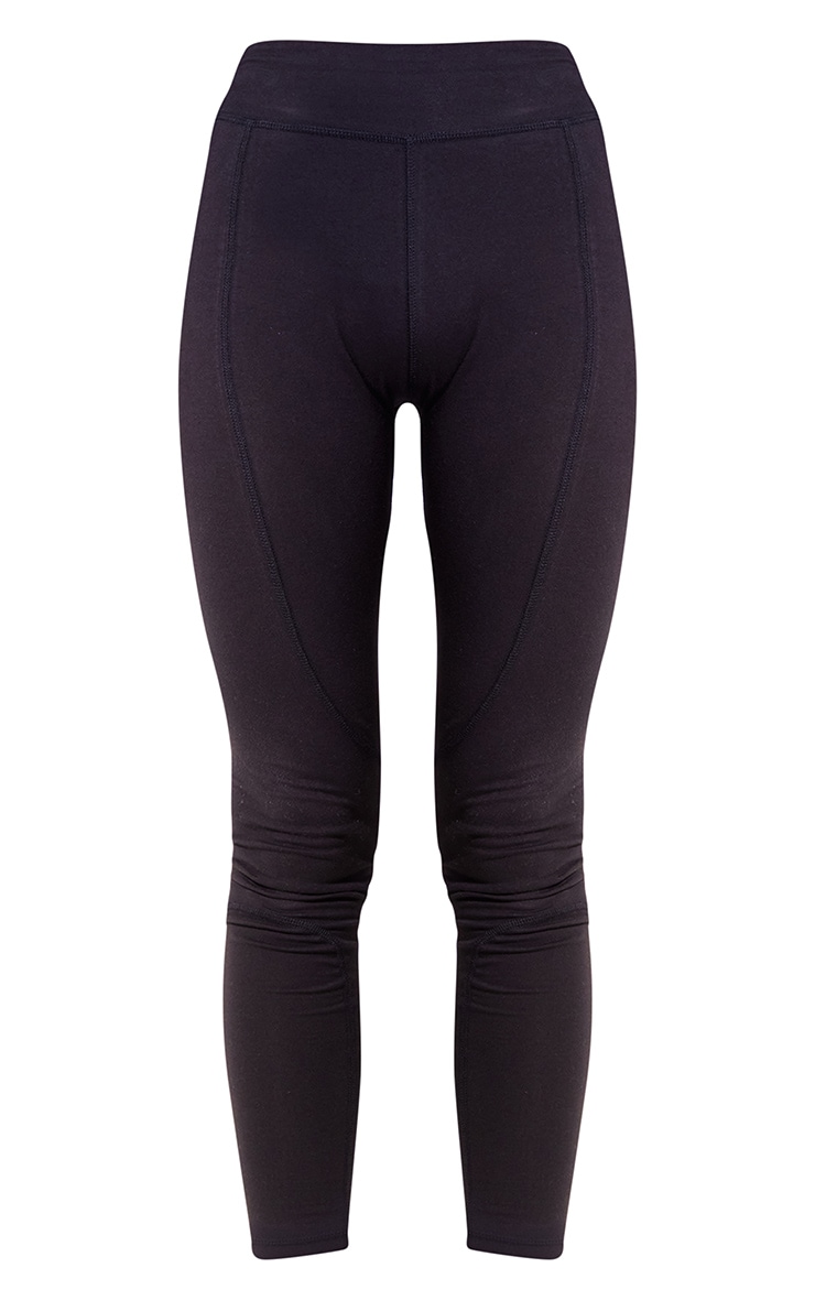 Legging de sport noir à taille haute détail coutures image 5