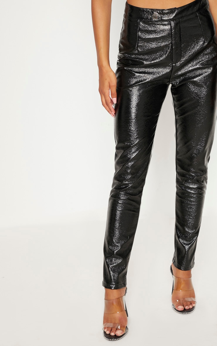 Black High Shine Cigarette Trousers PLT