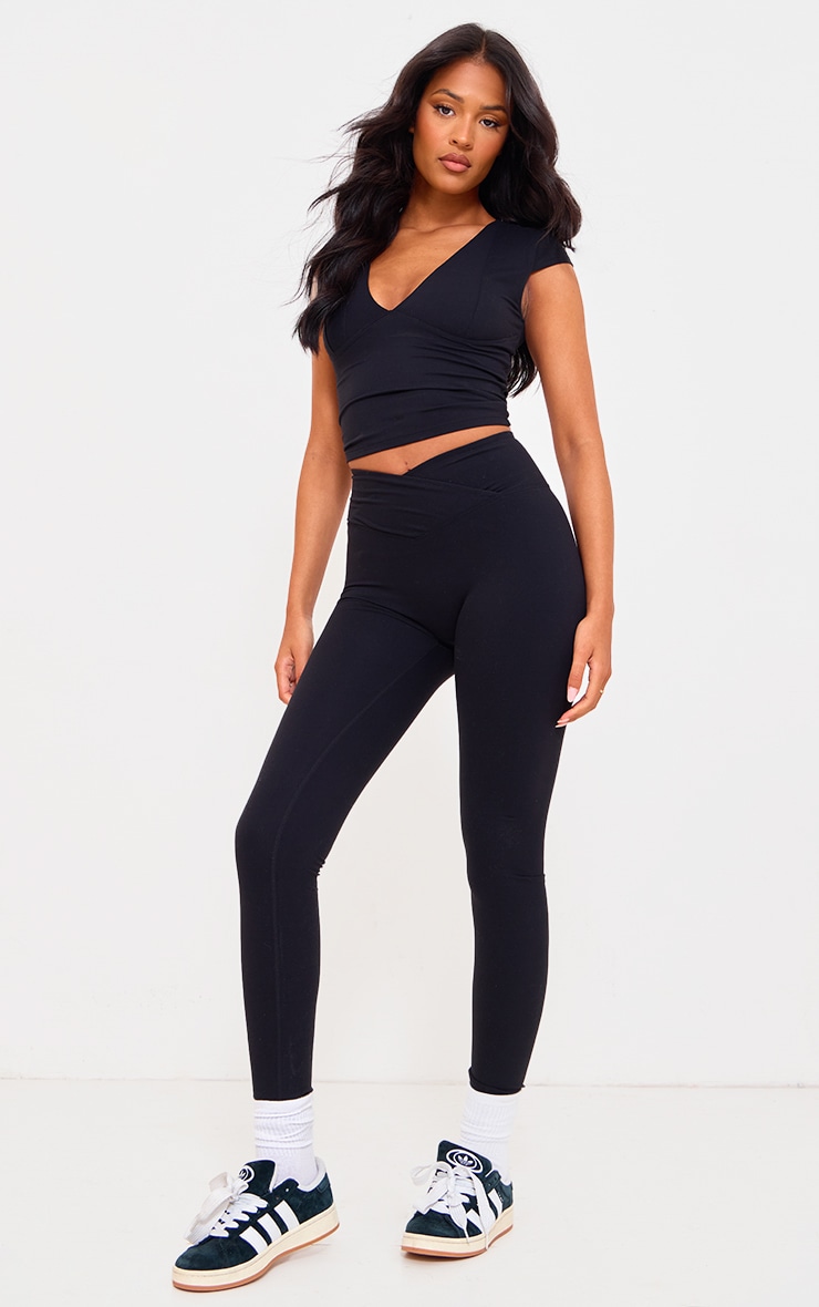 Tall Legging en sculpt noir à détail contour et portefeuille image 1