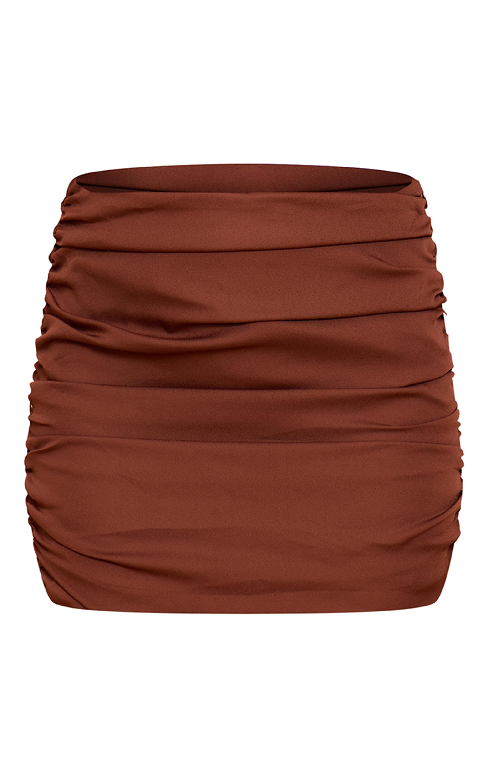 Chocolate Brown Chiffon Ruched Drape Mini Skirt image 6