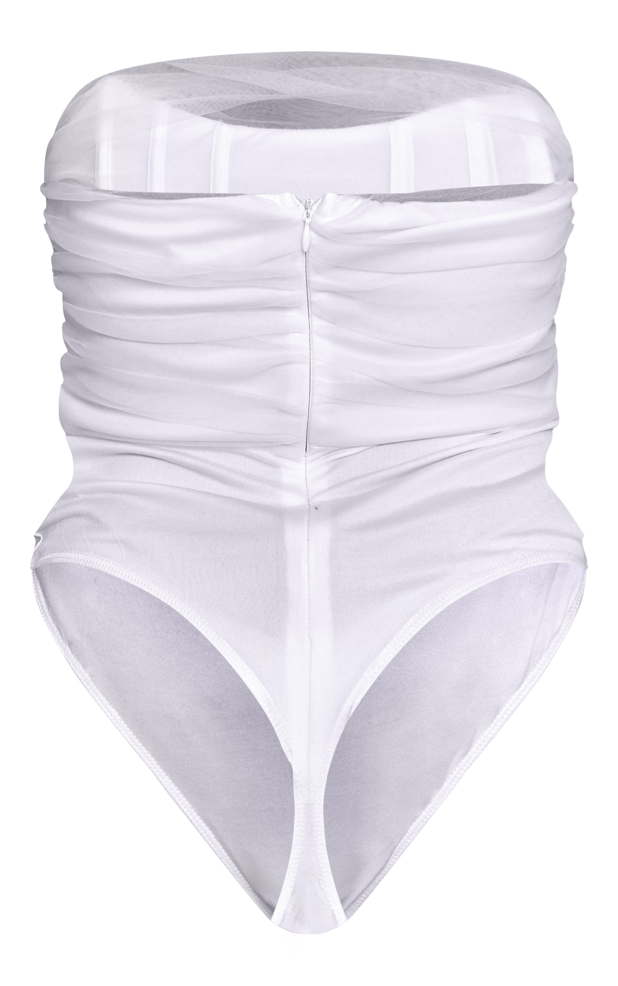 Shape White Mesh Detail Corset Bodysuit image 6