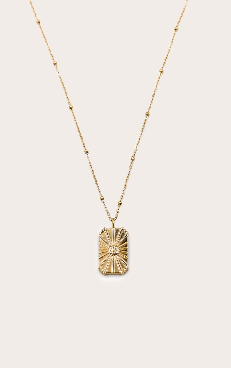 Gold Water Resistant Flower Pendant Necklace image 1