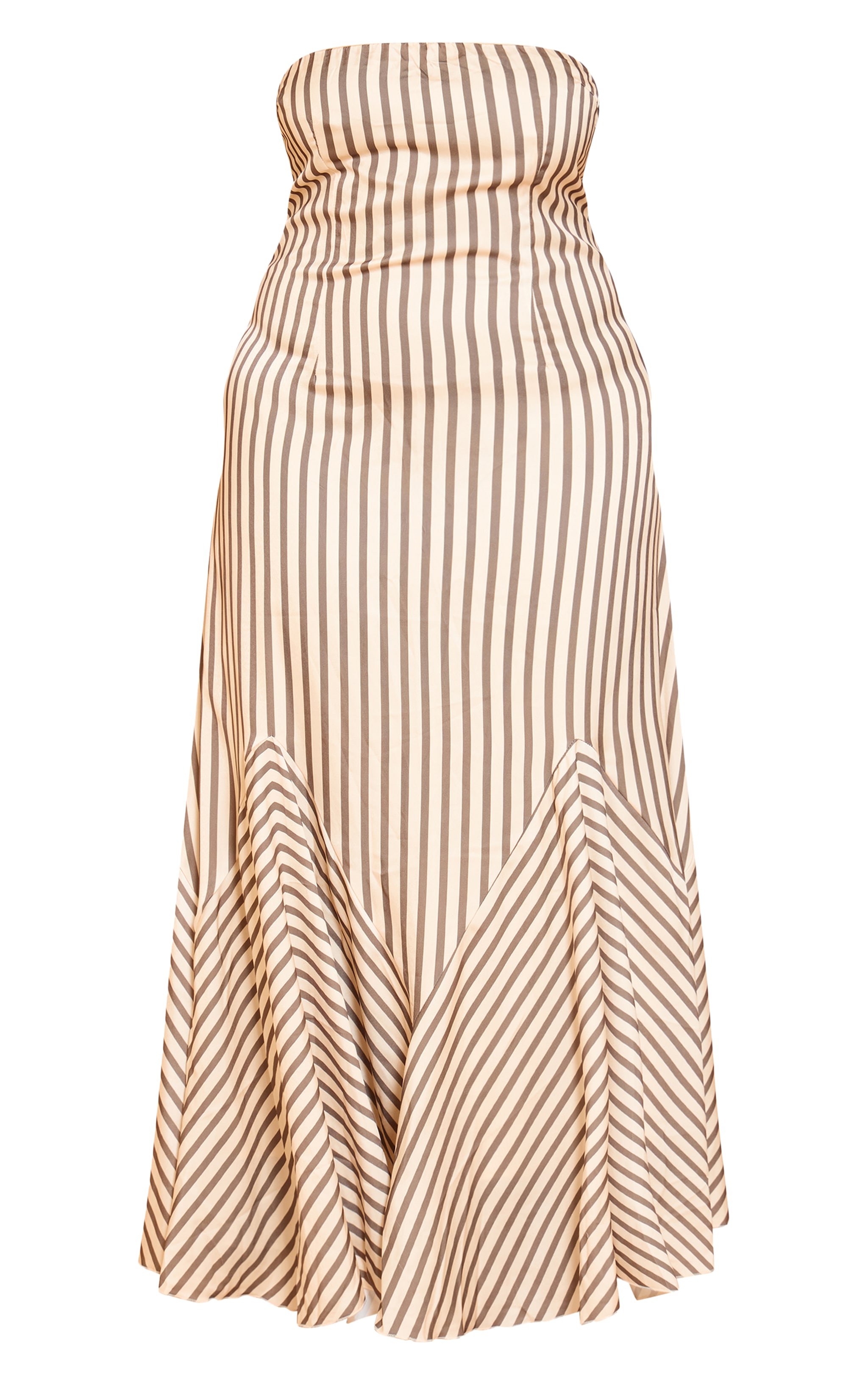 Plus Olive Satin Bandeau Stripe Maxi Dress image 5