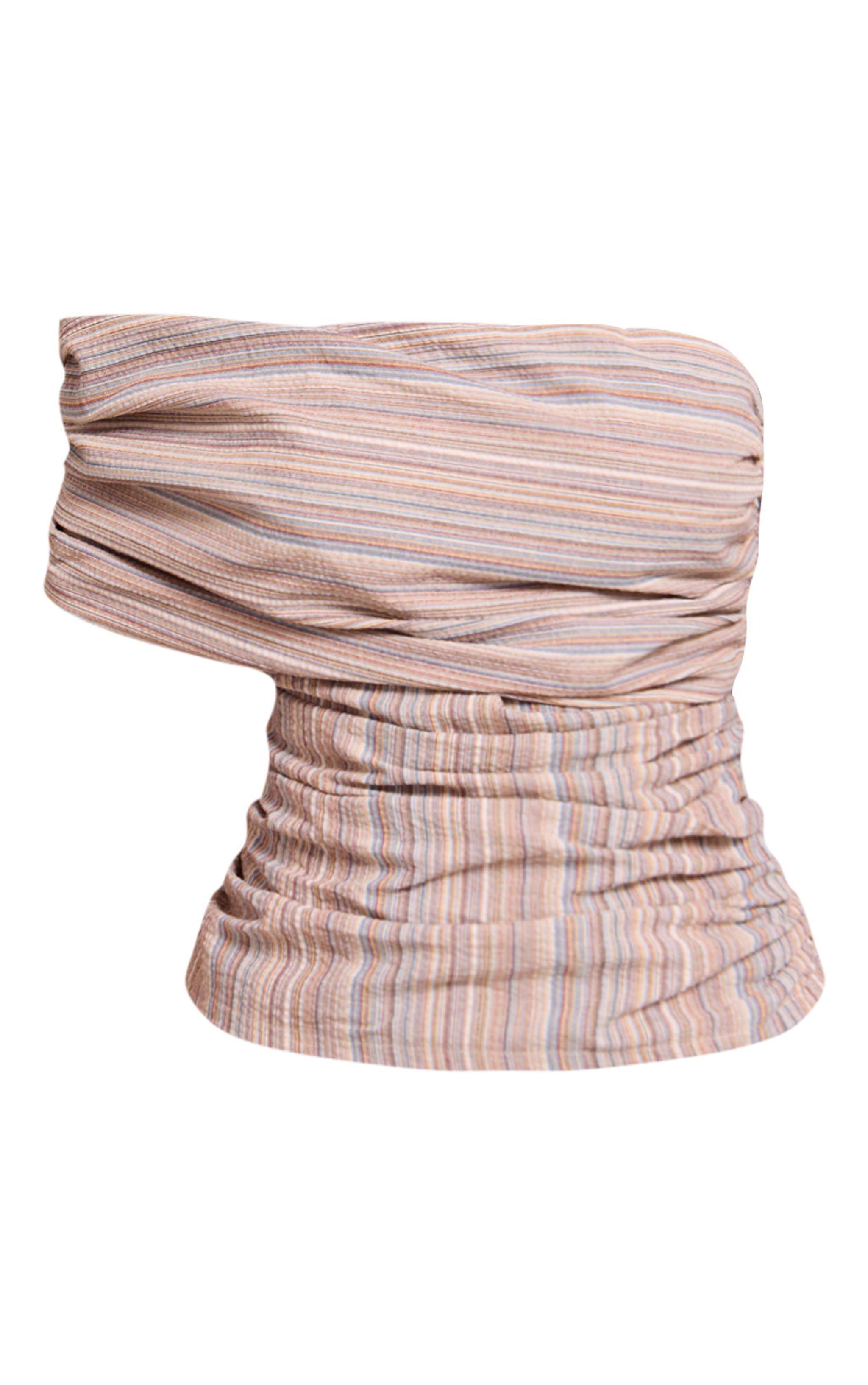 Petite Multi Stripe Ruched One Shoulder Top image 5