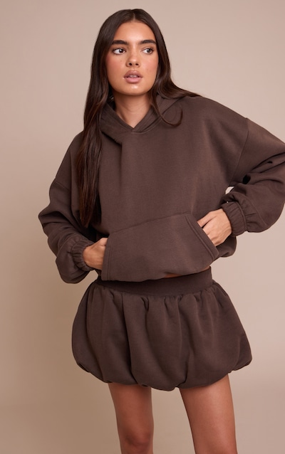 Hoodie bouffant chocolat à doublure en polaire