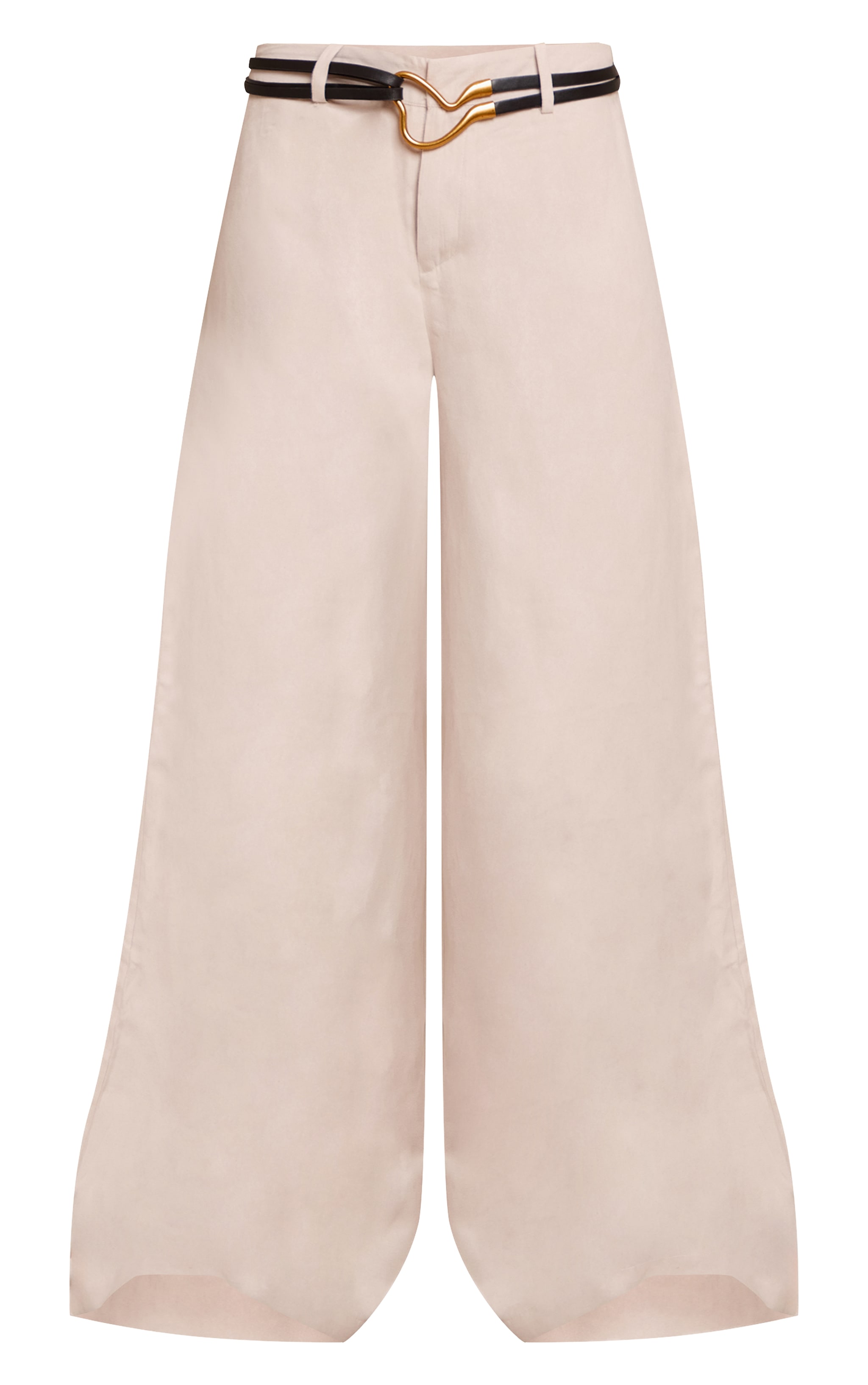 Cream Peached Gold Double Belted Pants image 5