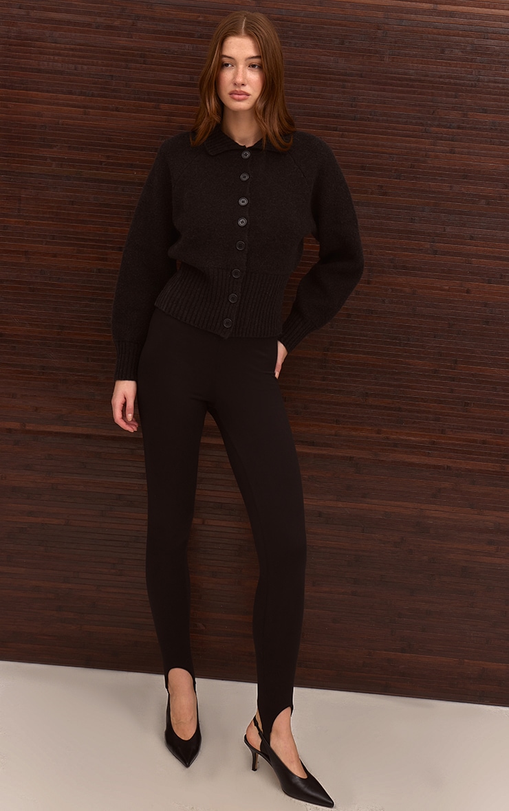 Black Soft Touch Stirrup Detail Legging image 2