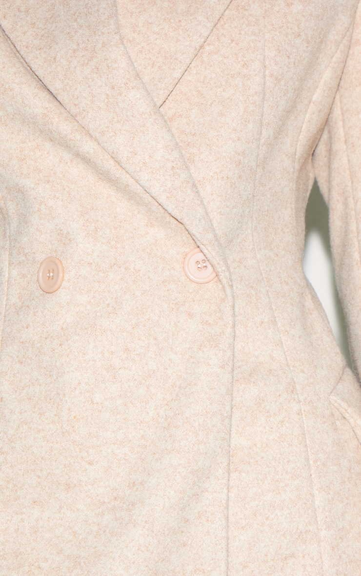 Taupe Double Breasted Asymmetric Wool Look Blazer image 4