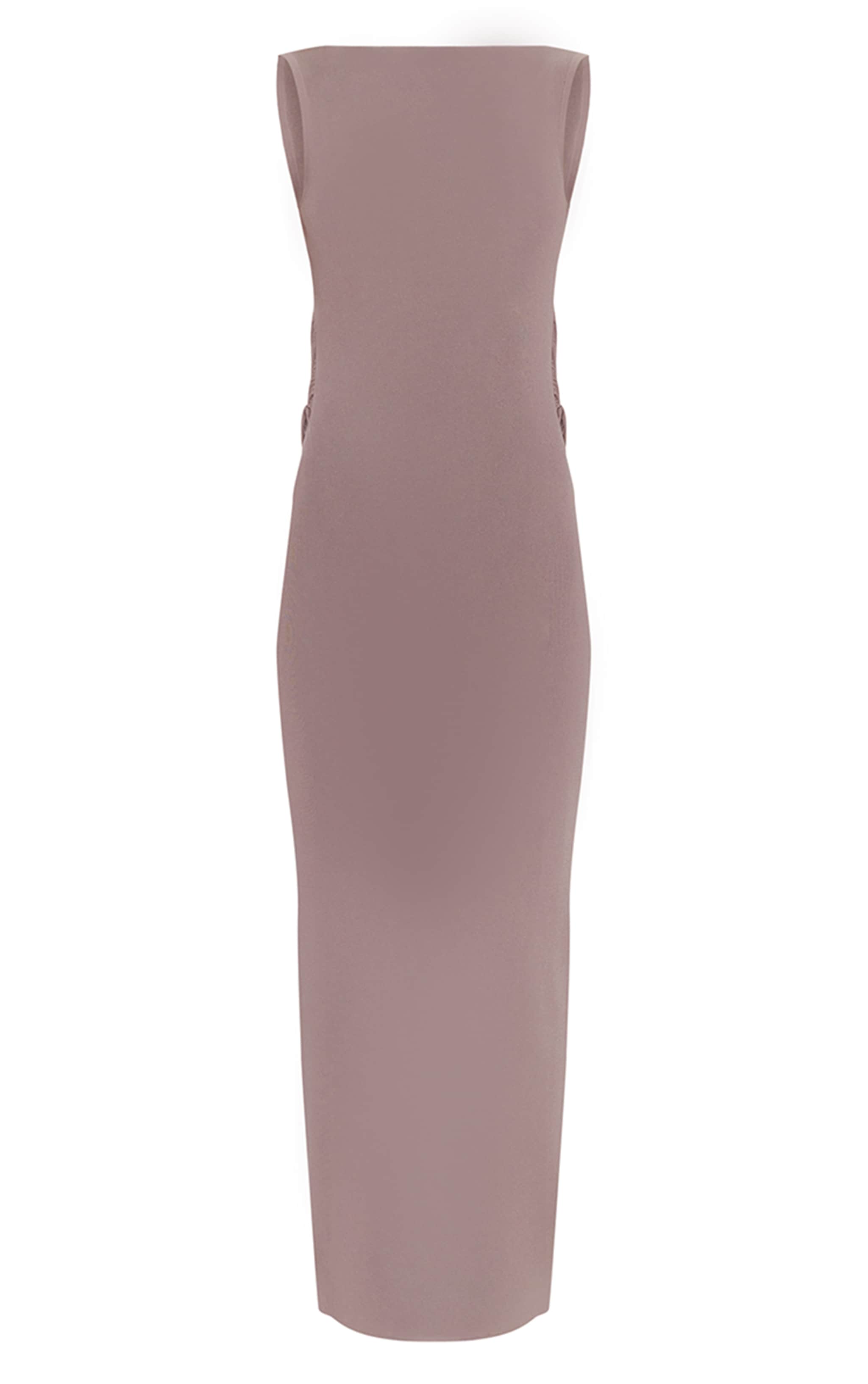 Mushroom Boatneck Sheer Knit Backless Detail Maxi Dress image 5