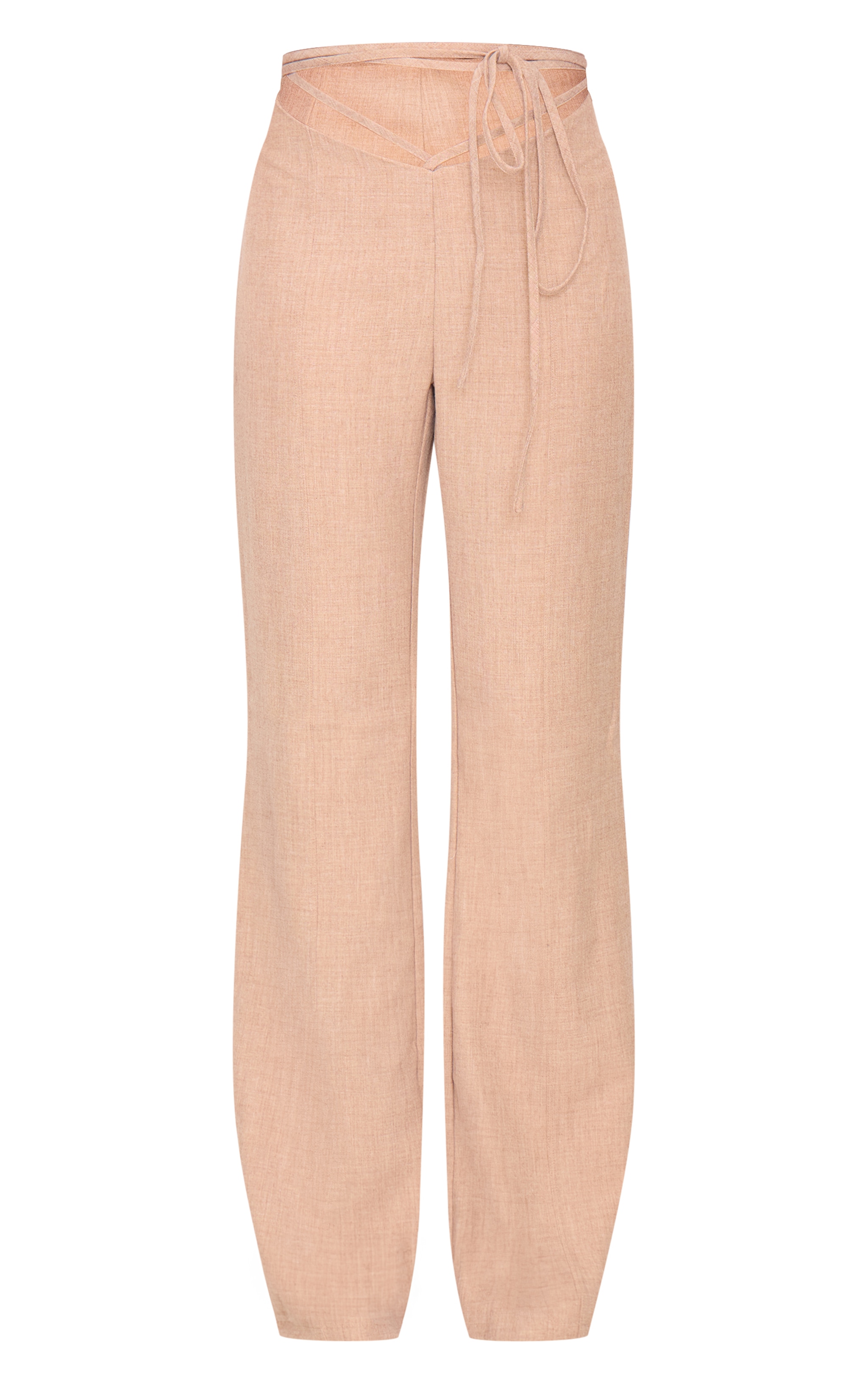 PLT Label Taupe Tie Waist Trousers image 5