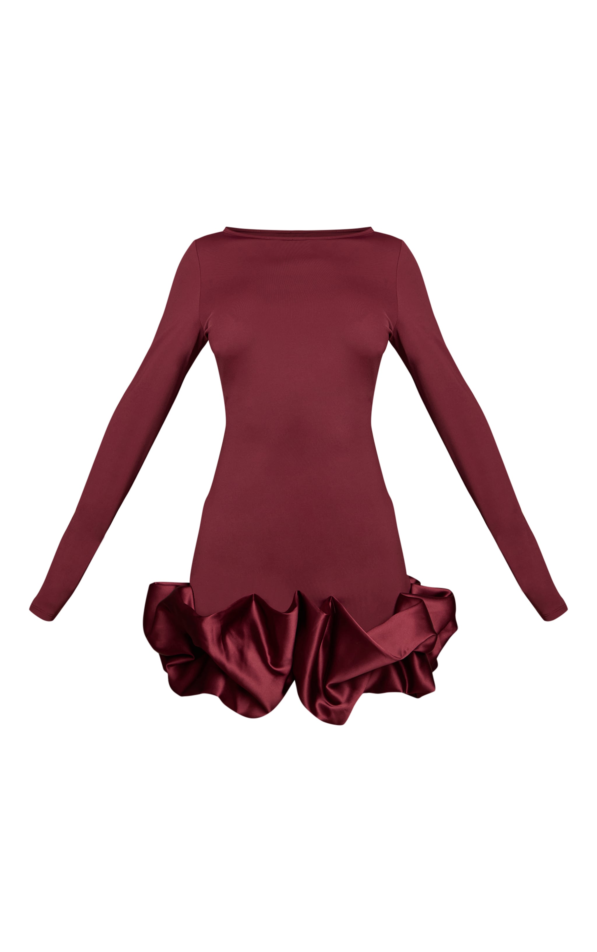Plum Satin Puffball Bodycon Dress image 5