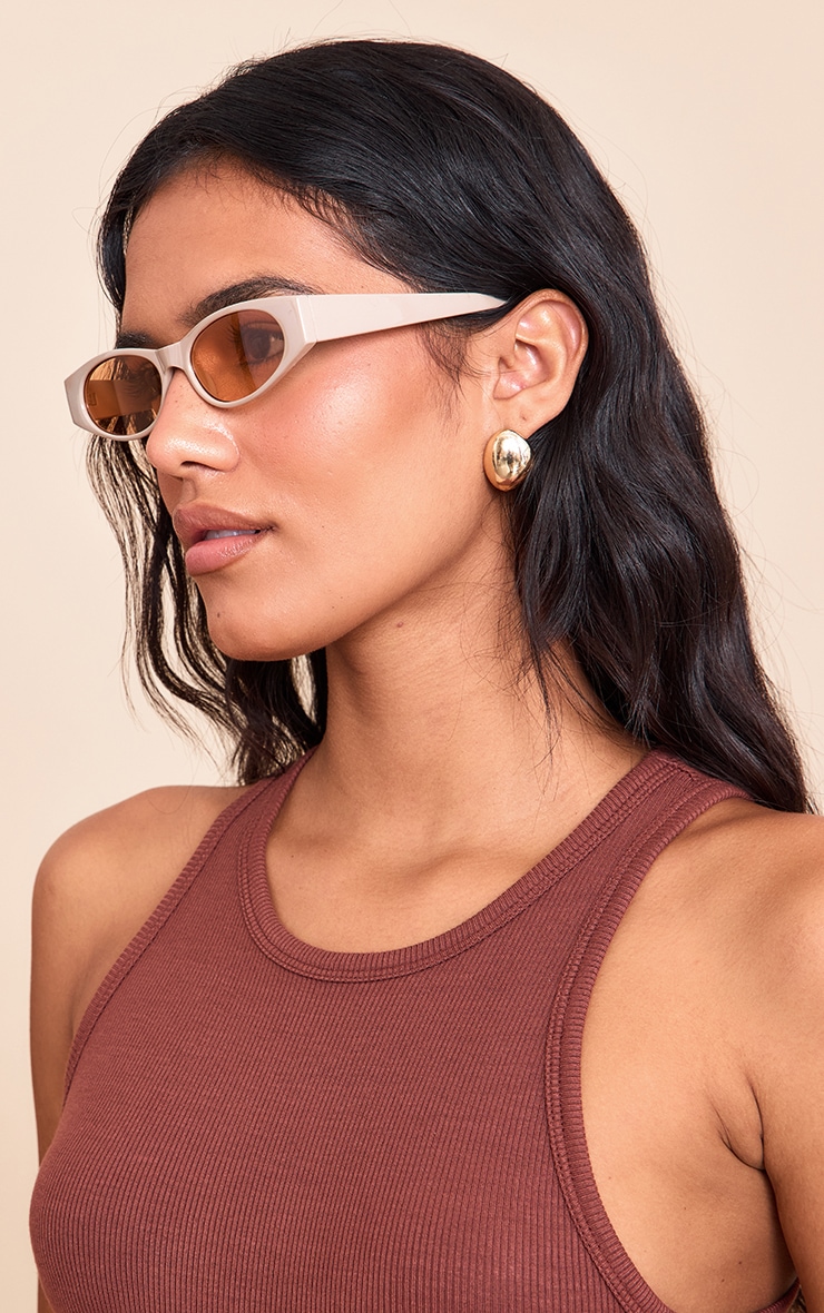 Cream Angled Orange Lens Sunglasses image 1