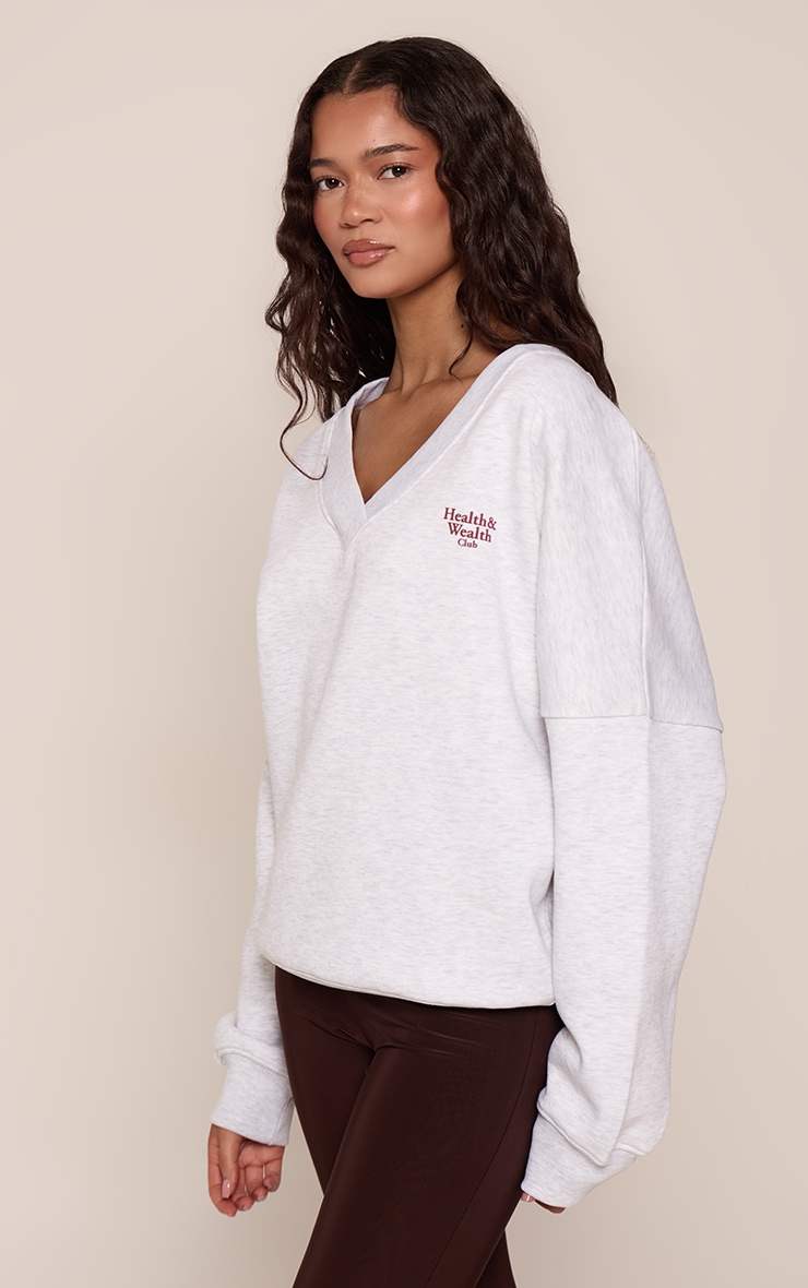 Ash Grey Health Club V Neck Sweatshirt
