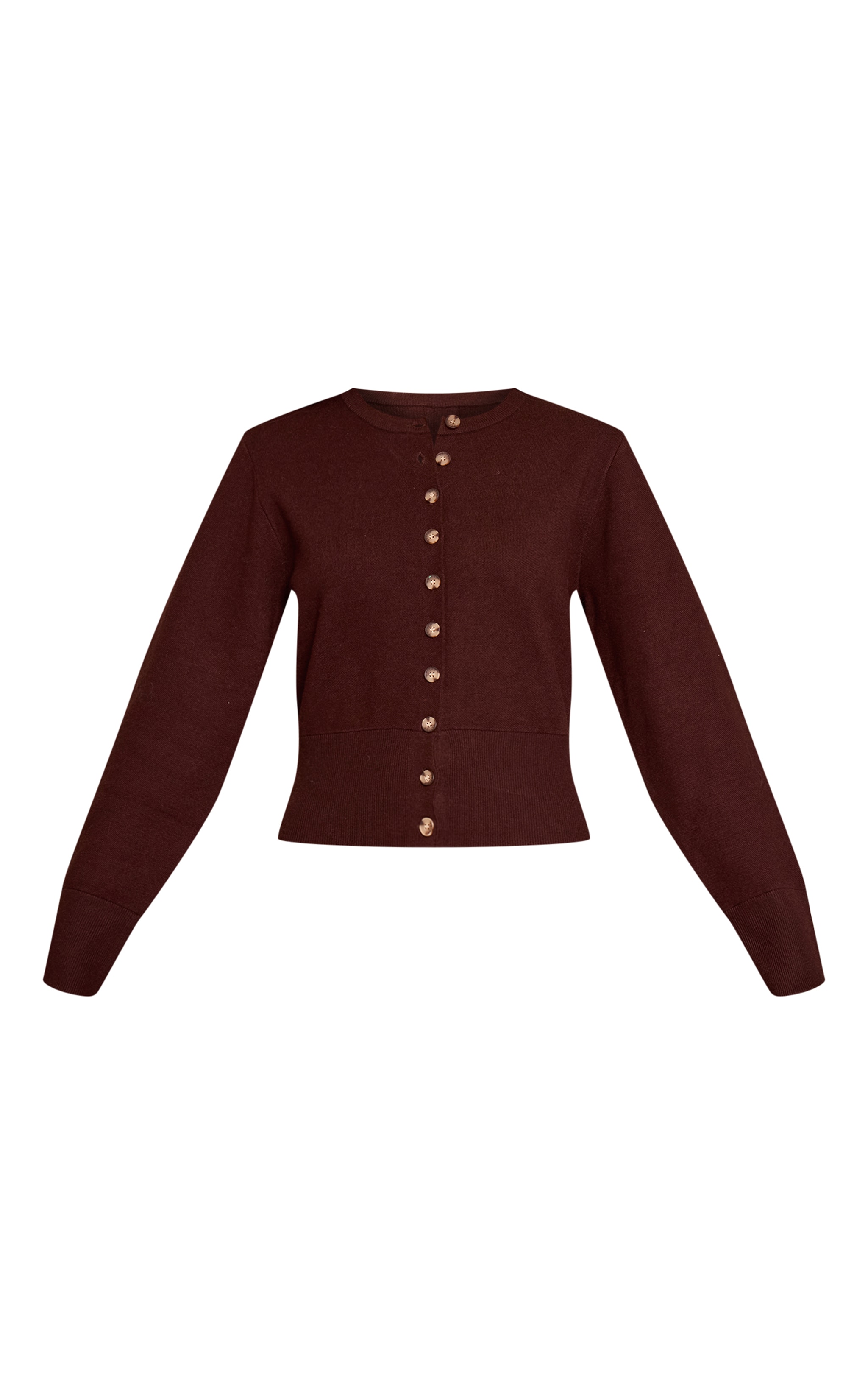 Chocolate Compact Knit Placket Detail Cardigan image 5