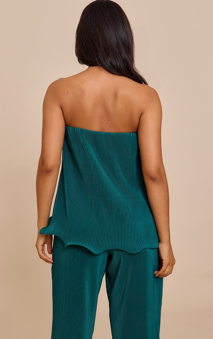 Petite Teal Plisse Frilled Edge Bandeau Top image 2