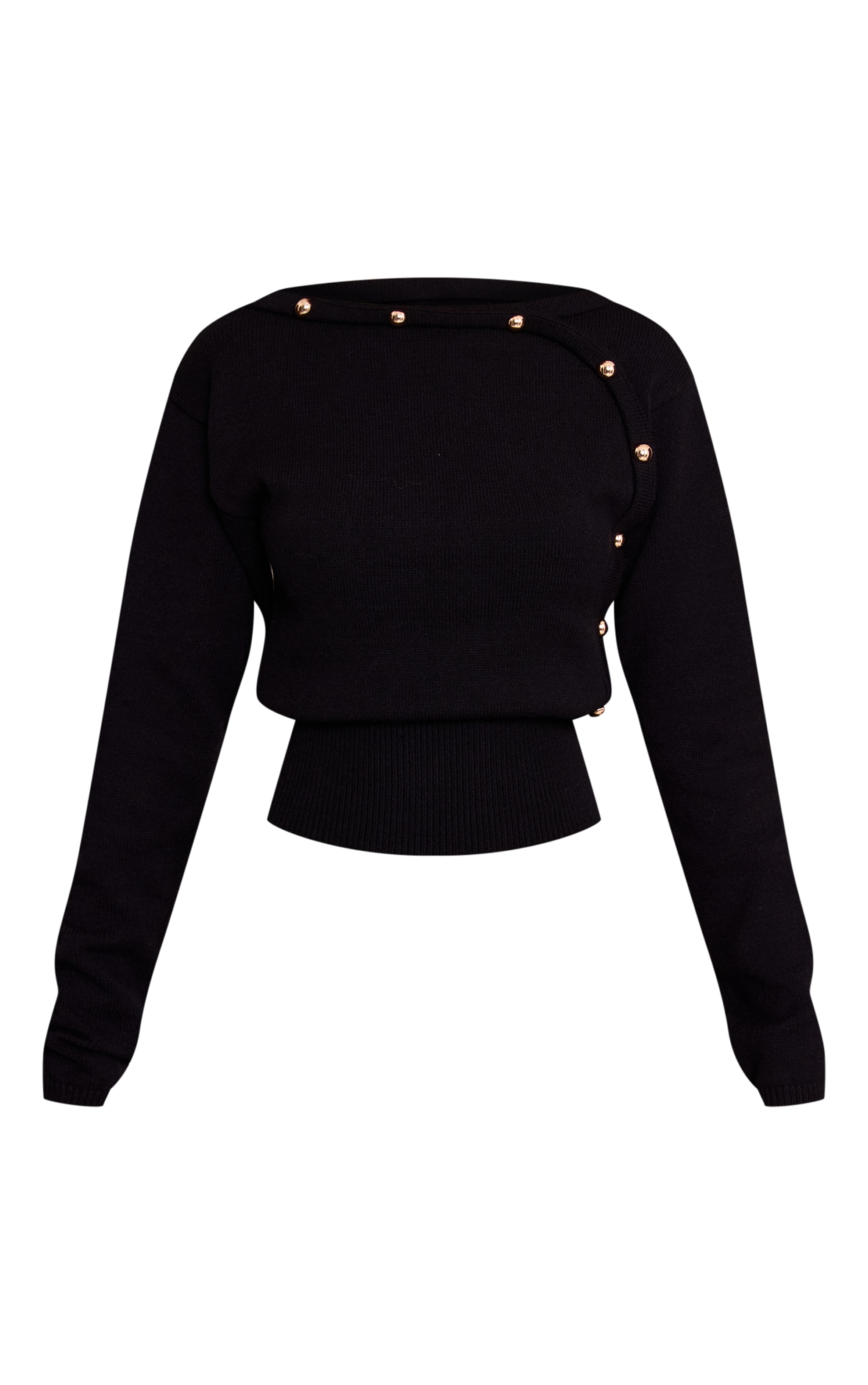 Petite Black Stud Detail Knit Sweater  image 5