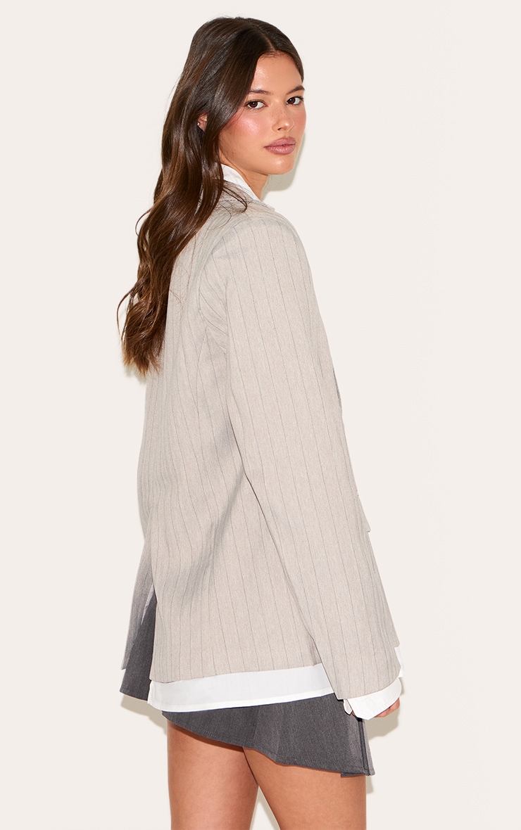Light Grey Pinstripe Shirt Detail Blazer image 2