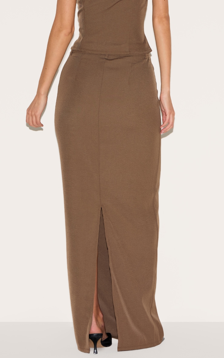 Chocolate Tailored Woven Maxi Skirt image 3