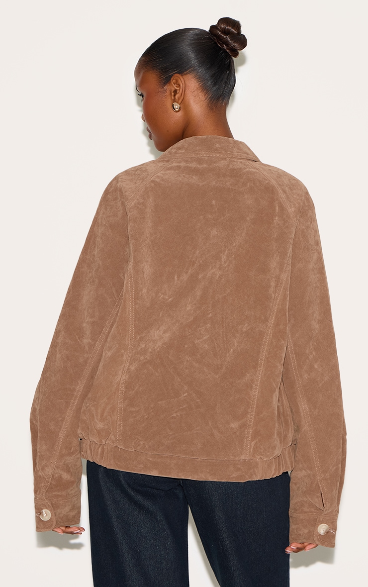Beige Oversized Faux Suede Jacket image 2