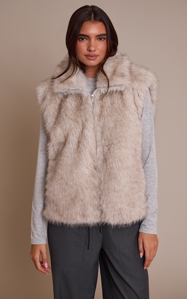 Grey Faux Fur Vest