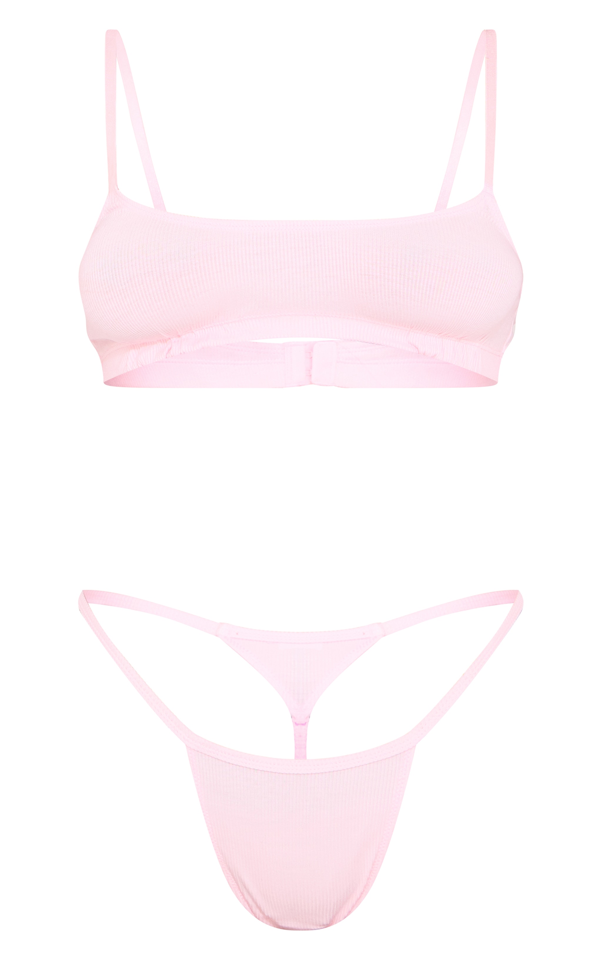 Baby Pink Jersey Ribbed Lingerie Set image 5