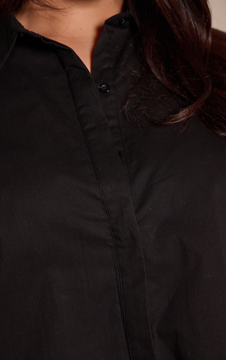 Plus Cotton Black Oversized Cuff Shirt image 4