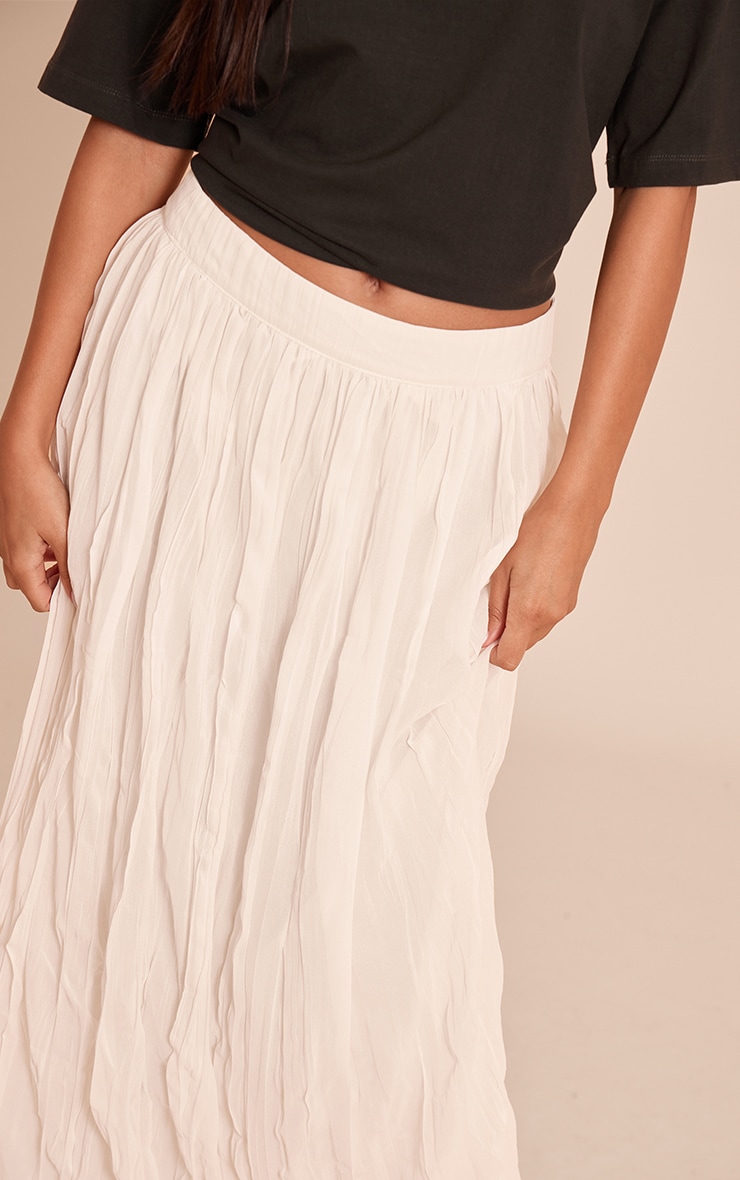 Cream Crinkle Chiffon Maxi Skirt image 4