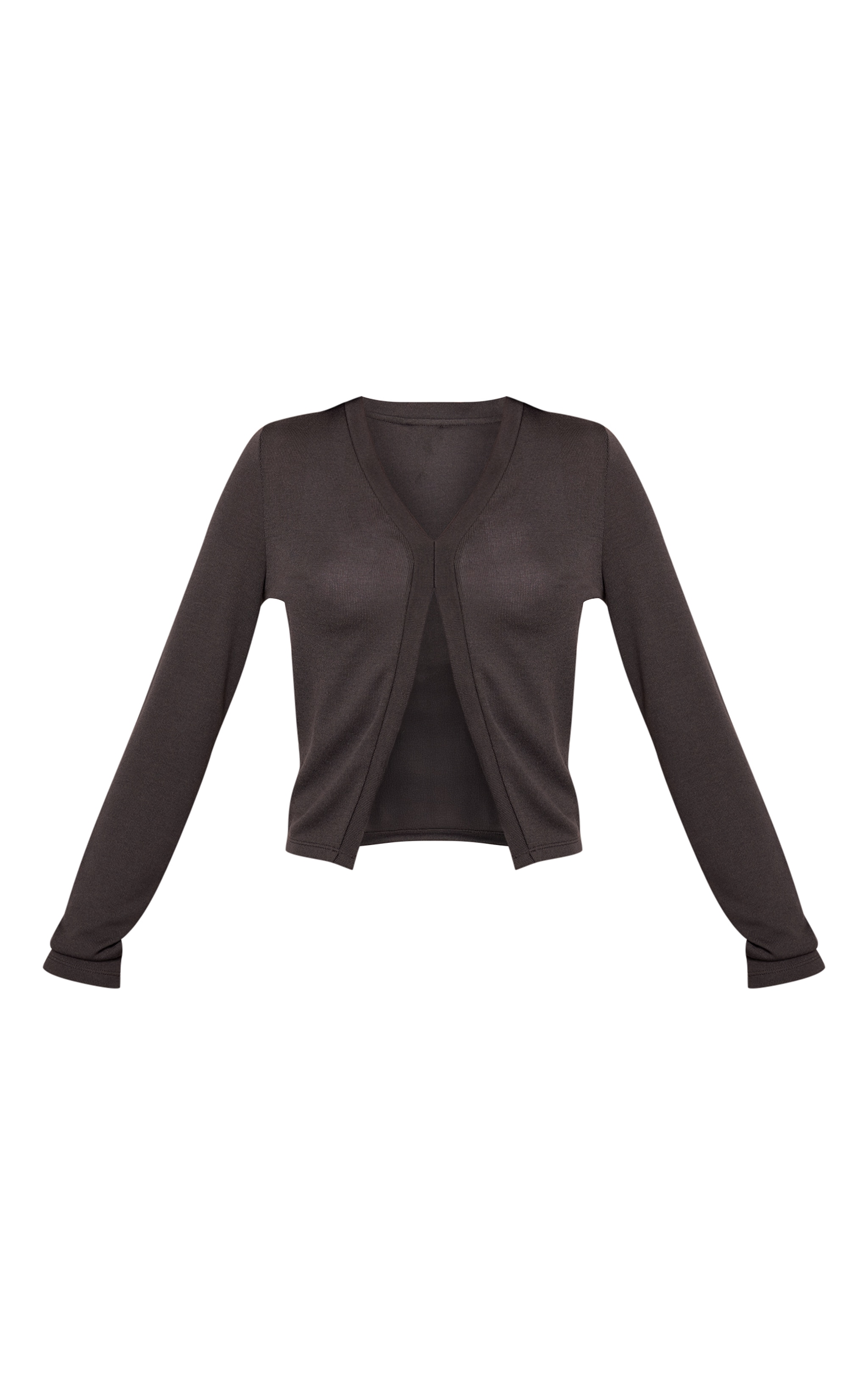 Charcoal Rib V Neck Long Sleeve Top image 5