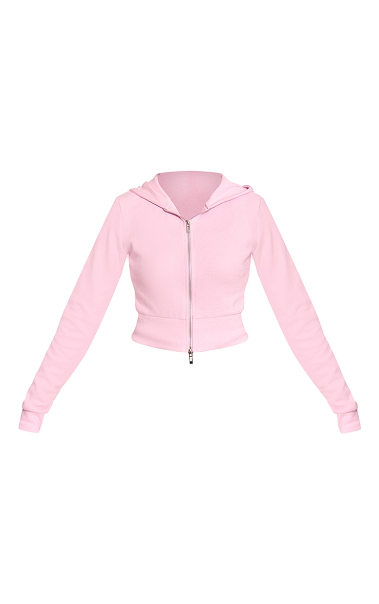 Pink Soft Touch Crop Zip Hoodie image 5